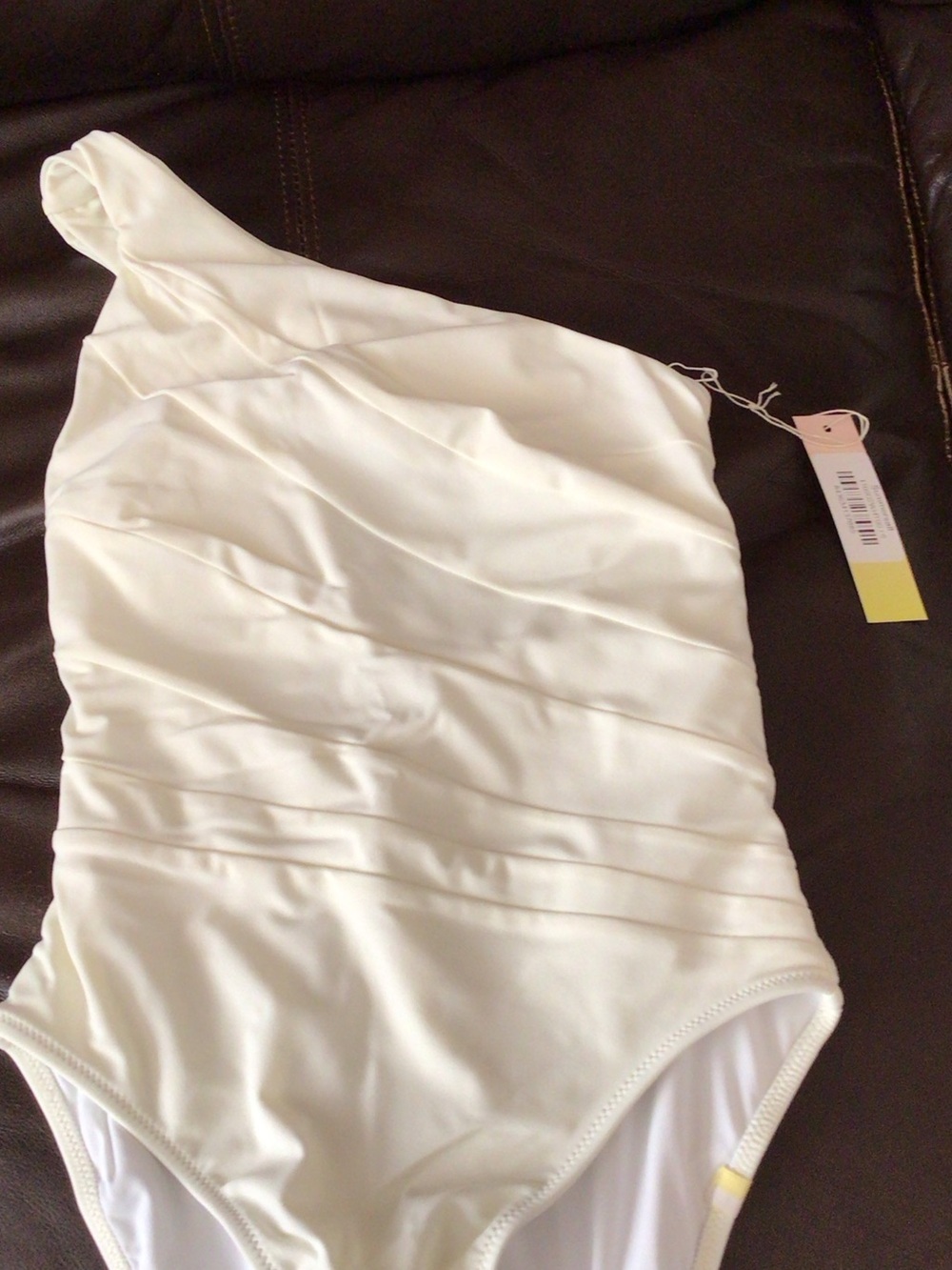 summersalt Sidestroke White One-Shoulder Ruched One-Piece Swimsuit NWT - Picture 2 of 6